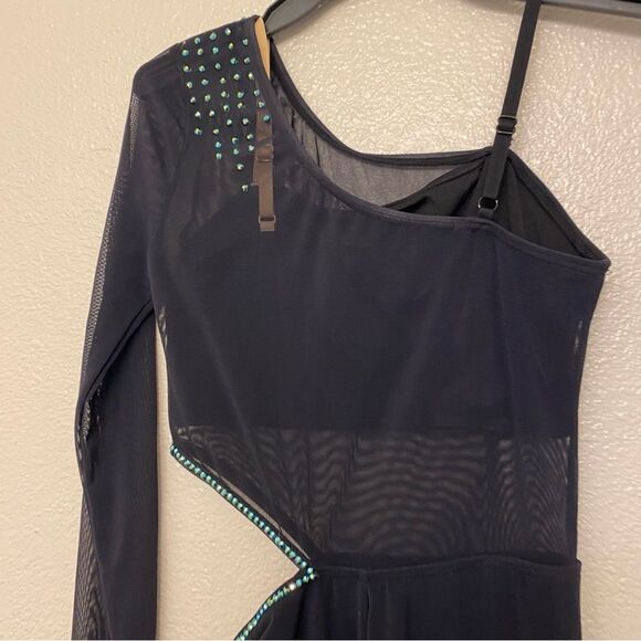 WEISSMAN Dance Costume unitard mesh catsuit jumpsuit black Dark Side SM13021 SA - Picture 6 of 15